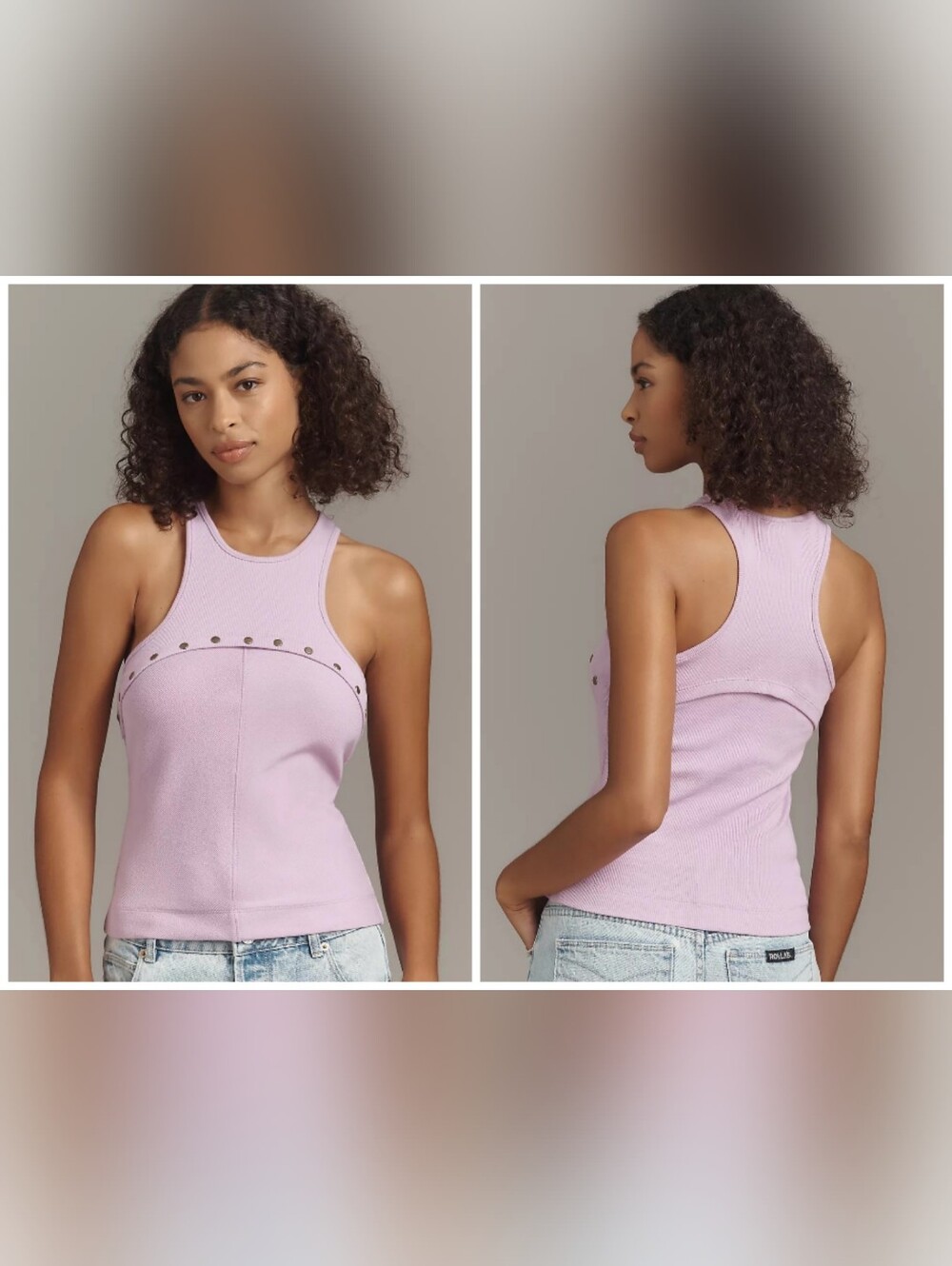 Anthropologie Snap Racer Tank Cotton Purple Size XL